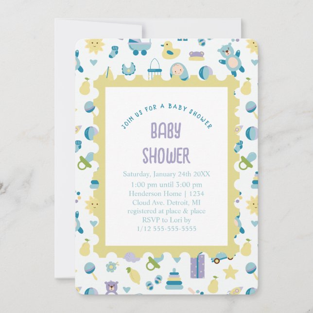 Oh Baby Shower Blue-inbjudan Inbjudningar (Framsida)