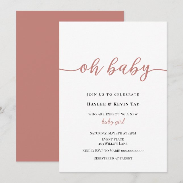 Oh Baby Shower-inbjudan Inbjudningar (Fram/baksida)