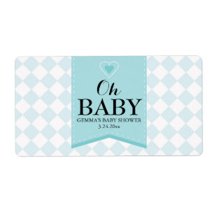 Oh Baby Shower Mini Champagne Label Boy Fraktsedel