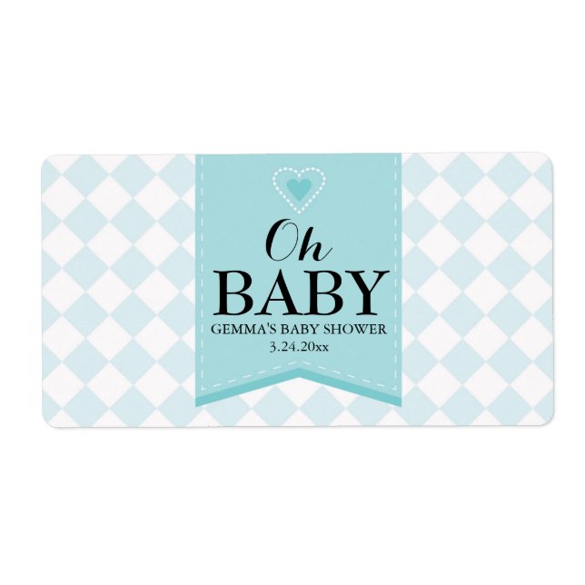 Oh Baby Shower Mini Champagne Label Boy Fraktsedel (Framsidan)