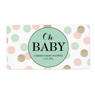Oh Baby Shower Mini Champagne Label Gender Neutral Fraktsedel