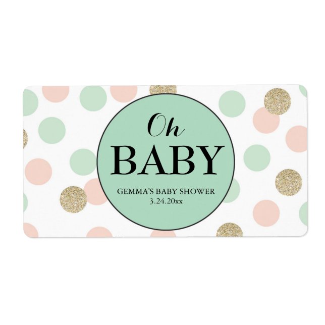 Oh Baby Shower Mini Champagne Label Gender Neutral Fraktsedel (Framsidan)