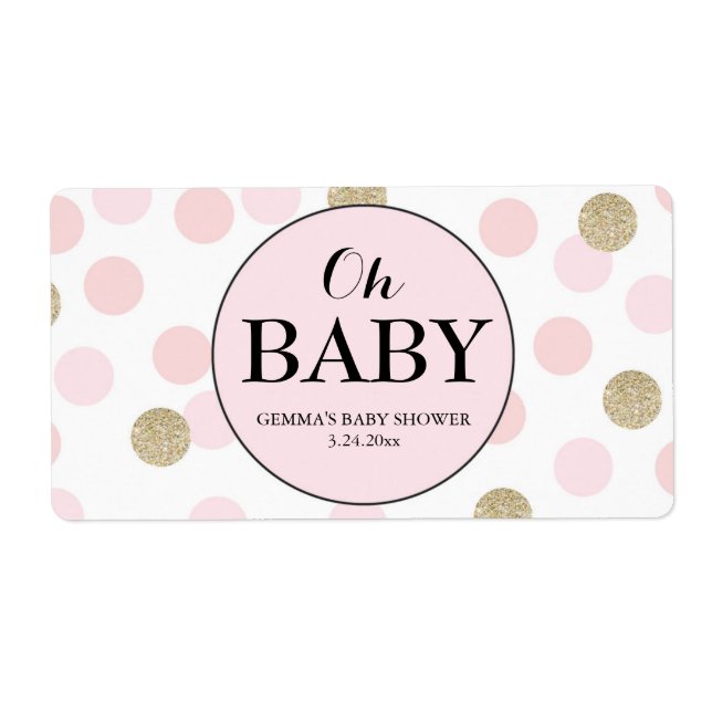 Oh Baby Shower Mini Champagne Label Girl Fraktsedel (Framsidan)