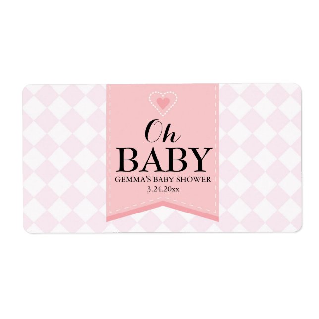 Oh Baby Shower Mini Champagne Label Girl Fraktsedel (Framsidan)