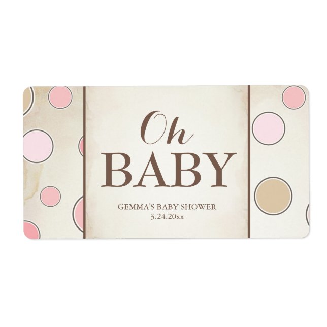 Oh Baby Shower Mini Champagne Label Girl Fraktsedel (Framsidan)
