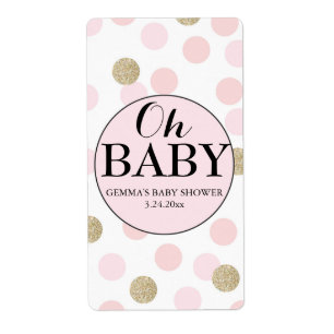 Oh Baby Shower Mini Vin Label Girl Lodrät Fraktsedel
