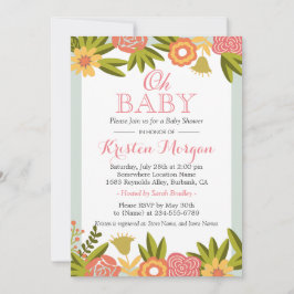 Oh Baby Shower Modern Chic Nature Flowers Inbjudningar