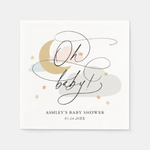 Oh Baby Shower Napkins för flera Måne och stjärnor Pappersservett