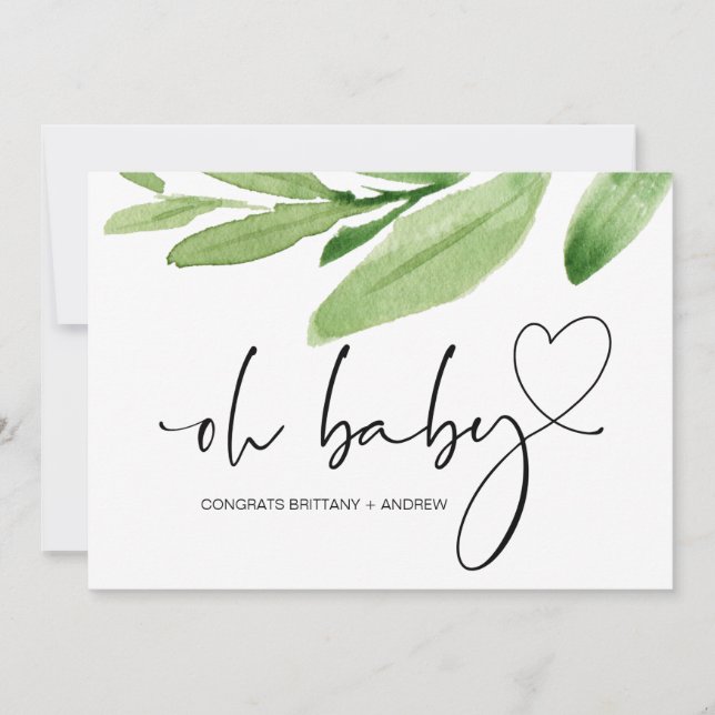 Oh Baby Shower New mamma Grattiss Eucalyptus Kort (Framsida)