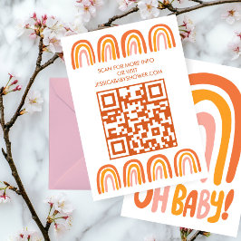 OH BABY SHOWER Rainbow ANPASSNINGSBAR QR CODE Tilläggskort