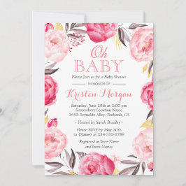 Oh Baby Shower Romantic Botanic Blommigt Wandeand Inbjudningar