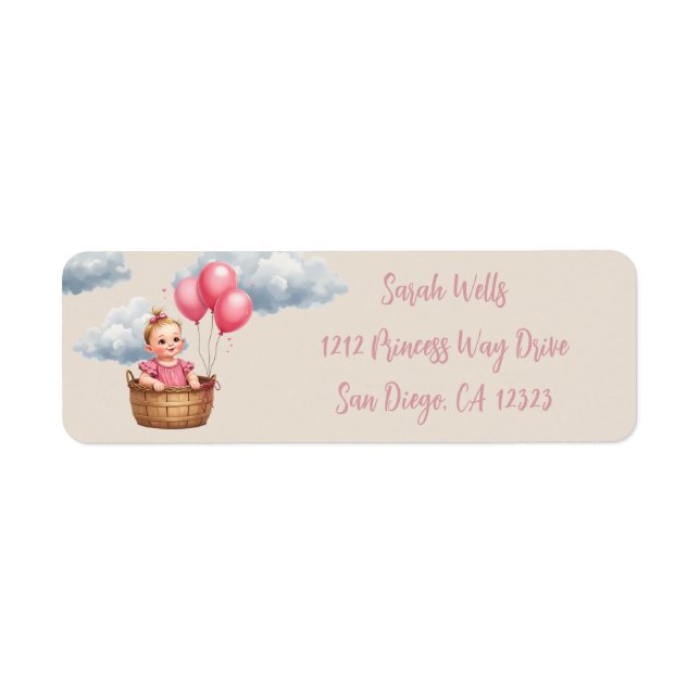 Oh Baby Shower Rosa Returadress Etikett (Framsidan)