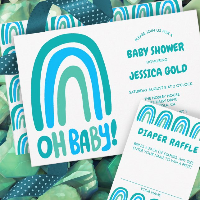 OH BABY SHOWER Sweet Blue Rainbow ANPASSNINGSBAR Tilläggskort (OH BABY SHOWER Sweet Blue Rainbow CUSTOM Enclosure Card
)