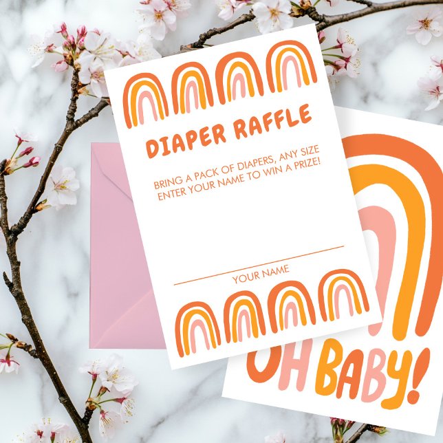 OH BABY SHOWER Sweet Orange Rainbow ANPASSNINGSBAR Tilläggskort (OH BABY SHOWER Sweet Orange Rainbow CUSTOM Enclosure Card Diaper Raffle
)