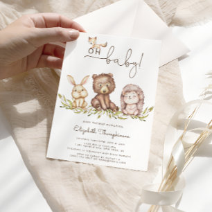 Oh Baby Shower Woodland Cute Animals Inbjudningar