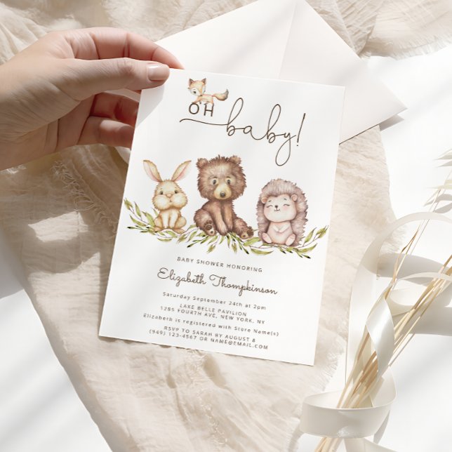 Oh Baby Shower Woodland Cute Animals Inbjudningar (Skapare uppladdad)