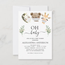 Oh Baby Shower Woodland Eucalyptus Inbjudningar