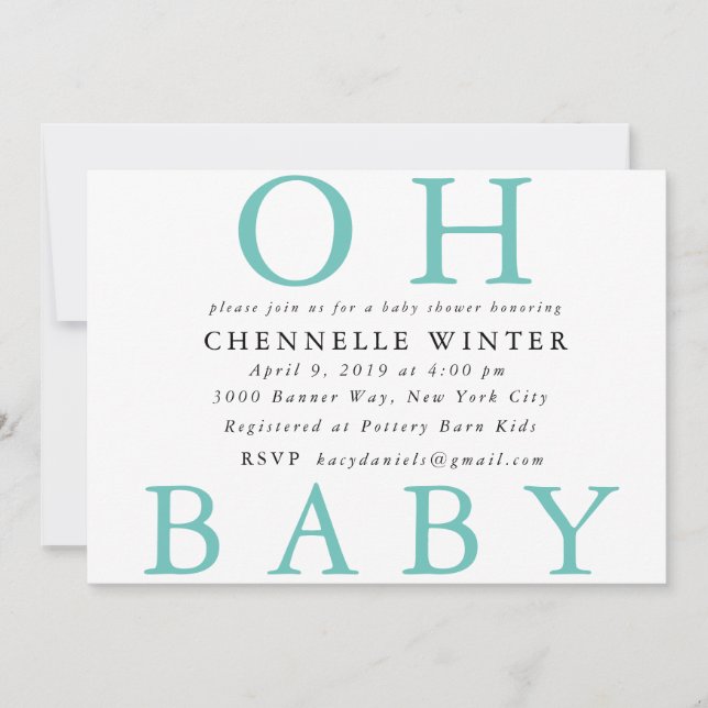 Oh baby showerinbjudan för baby | inbjudningar (Framsida)