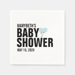 Oh Baby Simple Blue Balloon Baby Shower Napkin Pappersservett
