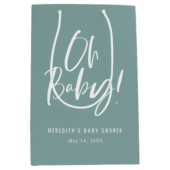 Oh Baby Simple Calligraphy Neutralt Baby Shower (Framsidan)