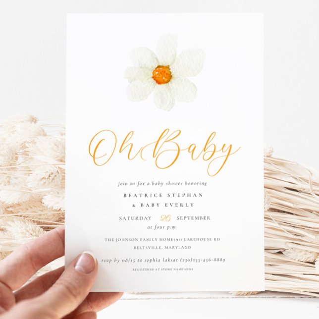 Oh Baby Simple Daisy Gender Neutral Baby Shower Inbjudningar (Skapare uppladdad)