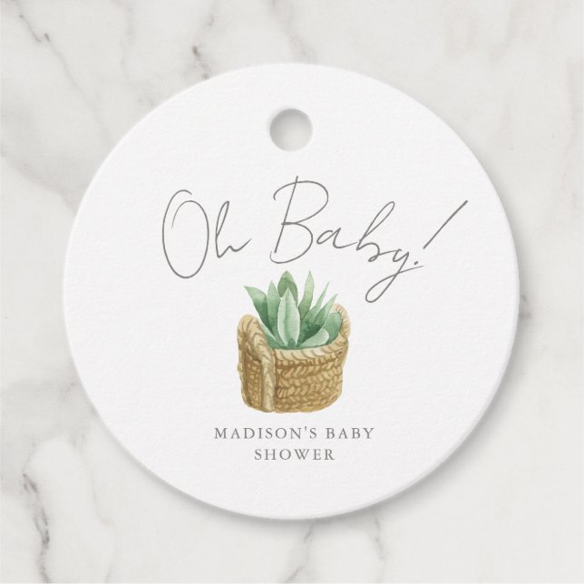 Oh Baby Simple Succule Baby Shower Gåvor Etiketter (Framsida)