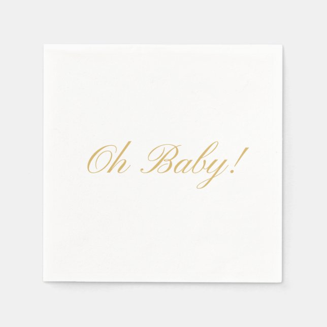 Oh baby, skript gender Neutral Baby Shower Napkins Pappersservett (Framsidan)