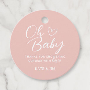 Oh Baby Soft Rosa Tack Baby Shower Gåvor Etiketter