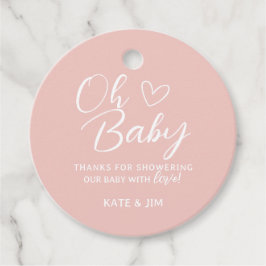 Oh Baby Soft Rosa Tack Baby Shower Gåvor Etiketter