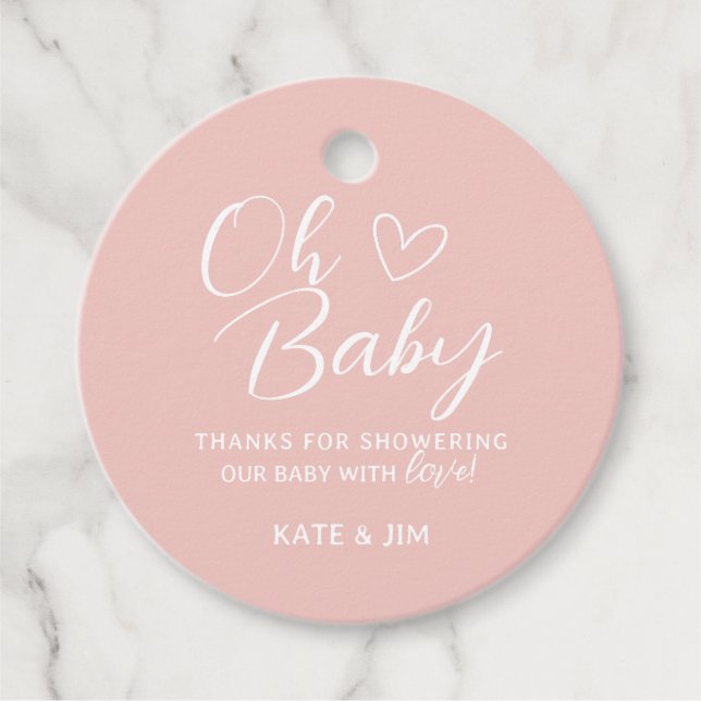 Oh Baby Soft  Rosa Tack Baby Shower Gåvor Etiketter (Framsida)