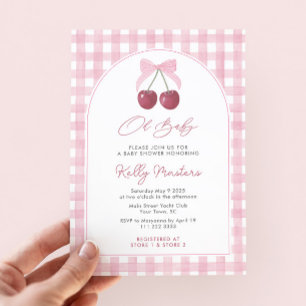 Oh Baby Söt Rosa Cherries Girl Baby Shower Inbjudningar