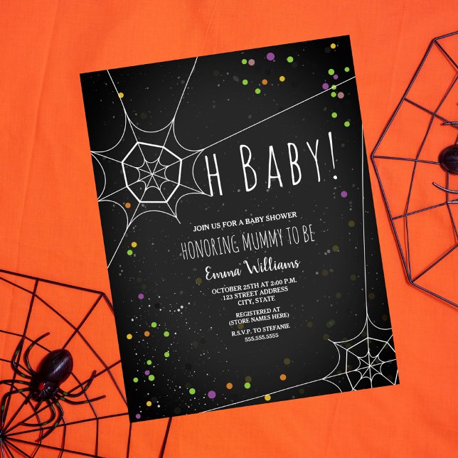 Oh Baby Spindelnät Halloween Baby Shower-inbjudan Inbjudningar (Skapare uppladdad)