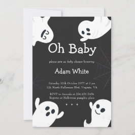 Oh Baby Spooky Ghost Halloween Fall Baby Shower Inbjudningar