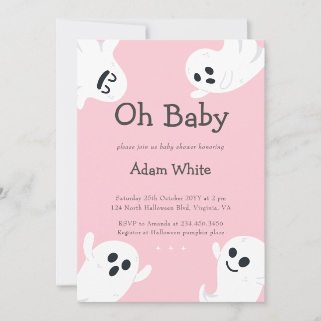 Oh Baby Spooky Ghost Halloween Fall Baby Shower Inbjudningar (Framsida)