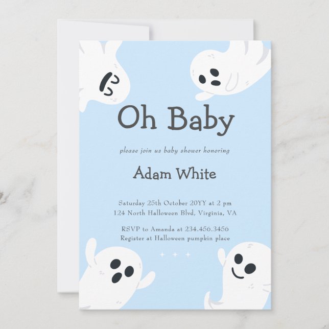 Oh Baby Spooky Ghost Halloween Fall Baby Shower Inbjudningar (Framsida)