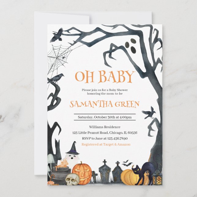 Oh Baby Spooky Halloween Baby Shower Inbjudningar (Framsida)