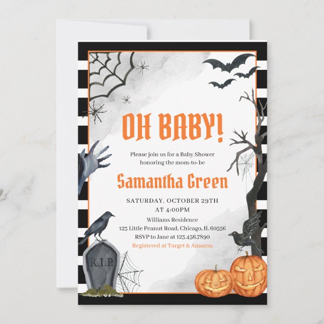 Oh Baby Spooky Halloween Baby Shower Inbjudningar (Framsida)