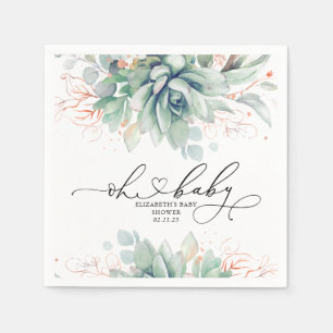 Oh Baby Succulents Greenery Baby Shower Napkins Pappersservett