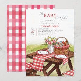 Oh Baby Summer Picnic Park Roligt Cute Girl Shower Inbjudningar