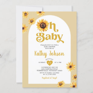 Oh Baby Sunblommor Arch Boho Baby Shower Inbjudningar
