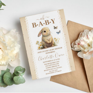 Oh Baby Sweet Bunny Baby Shower-inbjudan Vykort