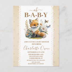 Oh Baby Sweet Foxy Baby Shower Inbjudningskort