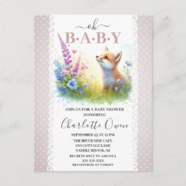 Oh Baby Sweet Foxy Baby Shower Inbjudningskort