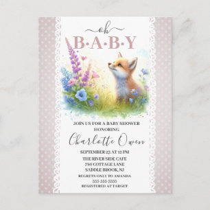 Oh Baby Sweet Foxy Baby Shower Inbjudningskort