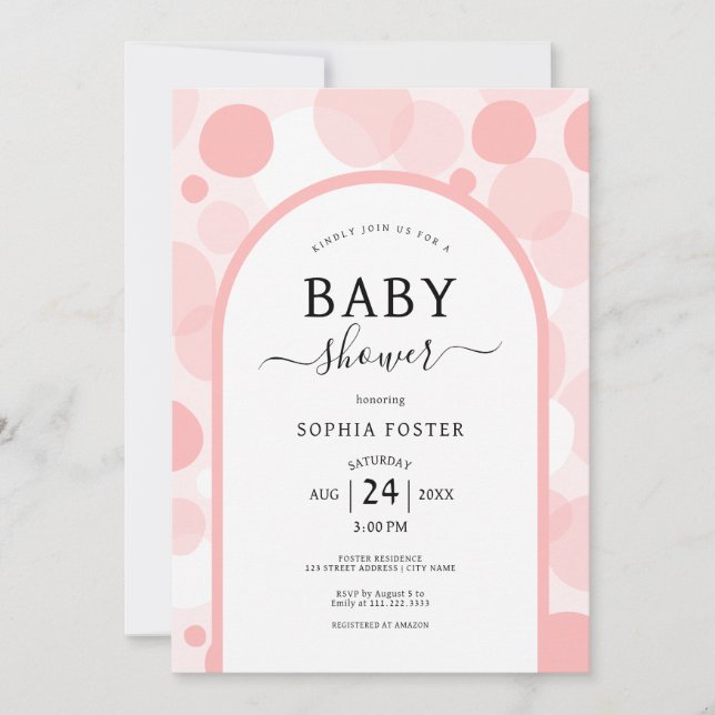 Oh Baby Sweet rosa Arch Girl Baby Shower Inbjudningar (Framsida)