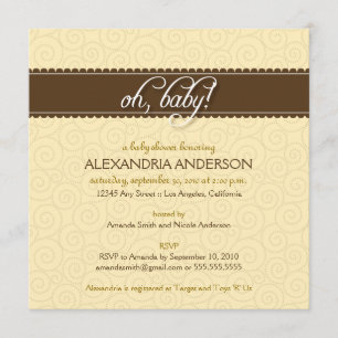 Oh baby! Swirly baby showerinbjudan (gult) Inbjudningar