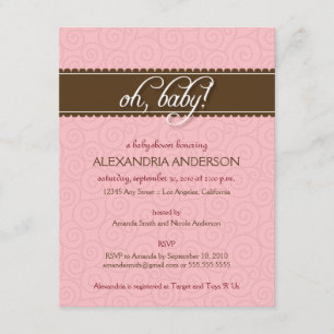 Oh baby! Swirly baby showerinbjudan (rosor) Inbjudningar
