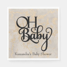 Oh Baby Tan Foil Baby Shower Lunch Napkin