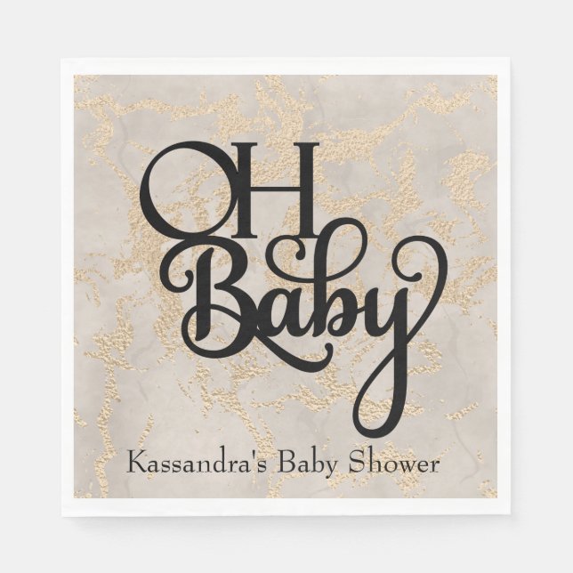 Oh Baby Tan Foil Baby Shower Lunch Napkin Pappersservett (Framsidan)