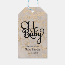 Oh Baby Tan Foil Marble Baby Shower Gift Märkre Presentetikett